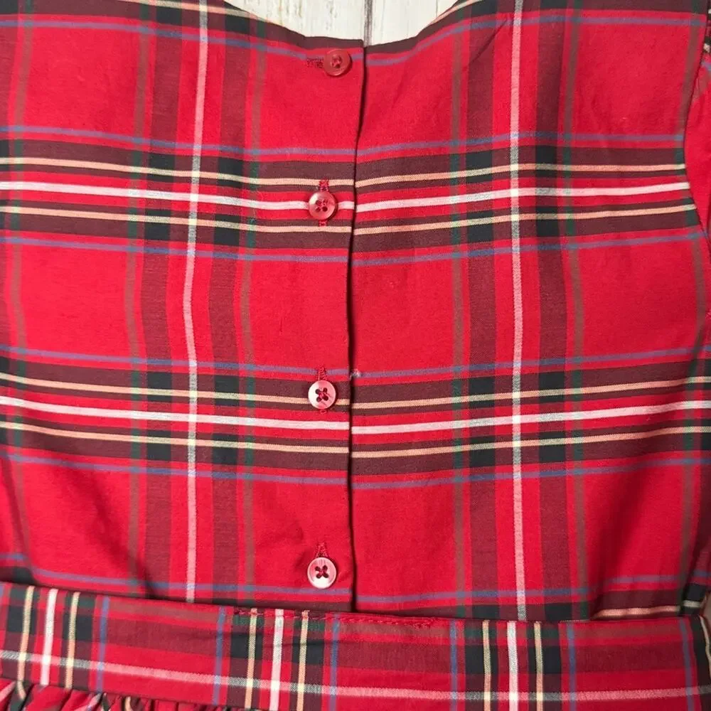 Carter's Girl's Holiday Print Short Sleeve Tie Belt Button Back Dress Sz 5  5 A